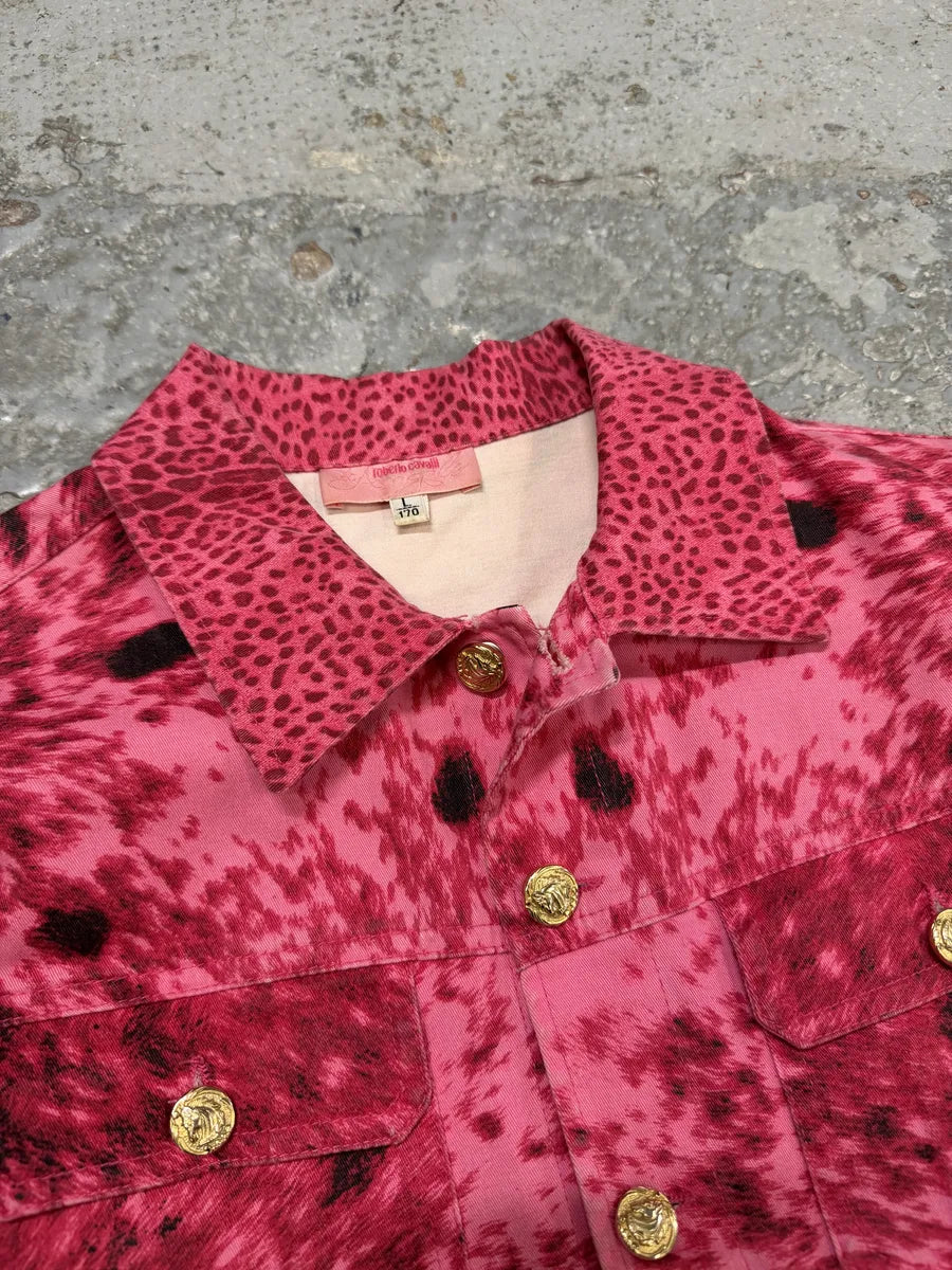 SS2001 Roberto Cavalli Pink Furry Print Movement Cow Jacket FPZWKIQ 11
