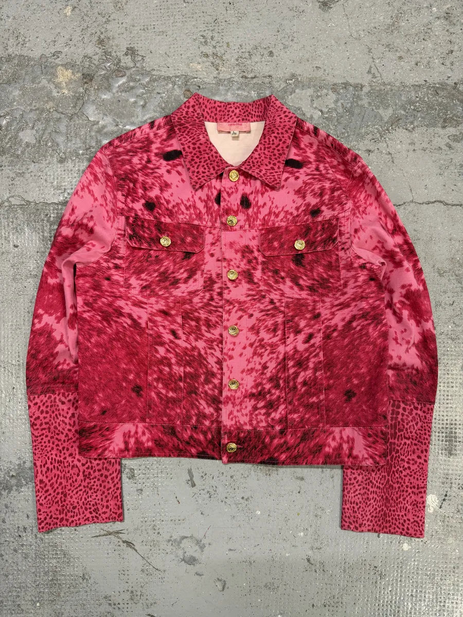 SS2001 Roberto Cavalli Pink Furry Print Movement Cow Jacket FPZWKIQ 4