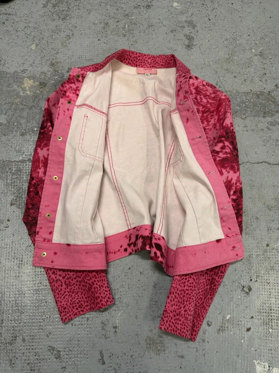 SS2001 Roberto Cavalli Pink Furry Print Movement Cow Jacket FPZWKIQ 5