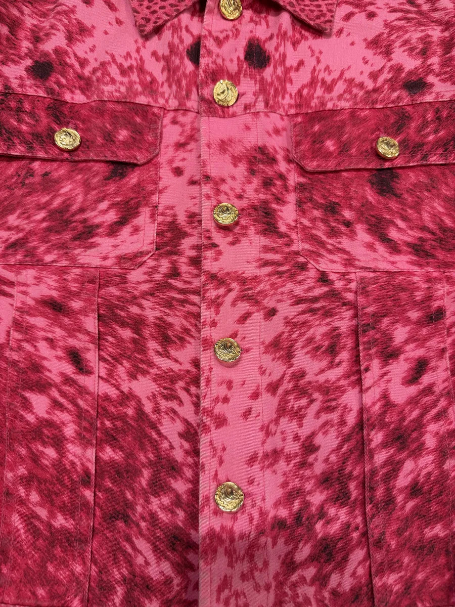 SS2001 Roberto Cavalli Pink Furry Print Movement Cow Jacket FPZWKIQ 7