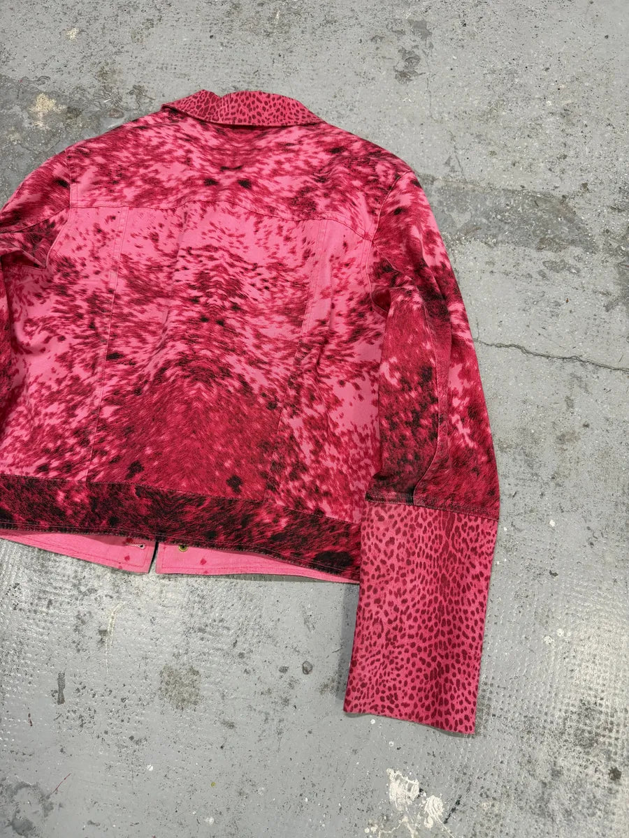 SS2001 Roberto Cavalli Pink Furry Print Movement Cow Jacket FPZWKIQ 8