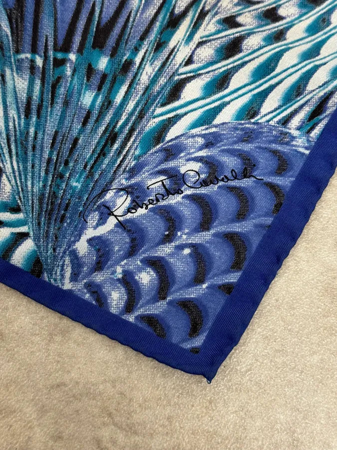 SS2001 Roberto Cavalli Psychedelic Blue Silk Square keVMmGz 1