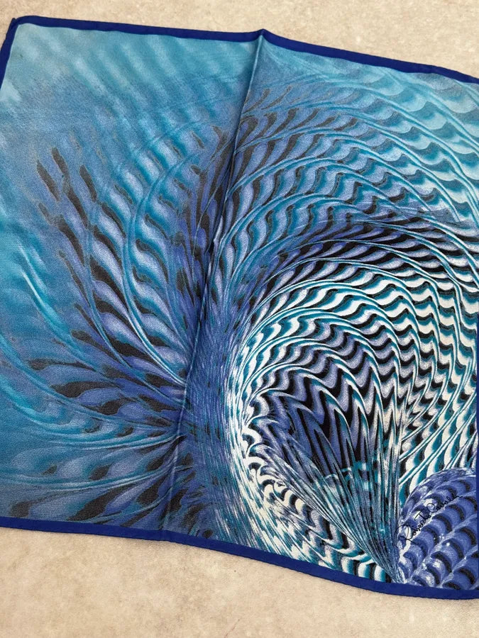 SS2001 Roberto Cavalli Psychedelic Blue Silk Square keVMmGz 2