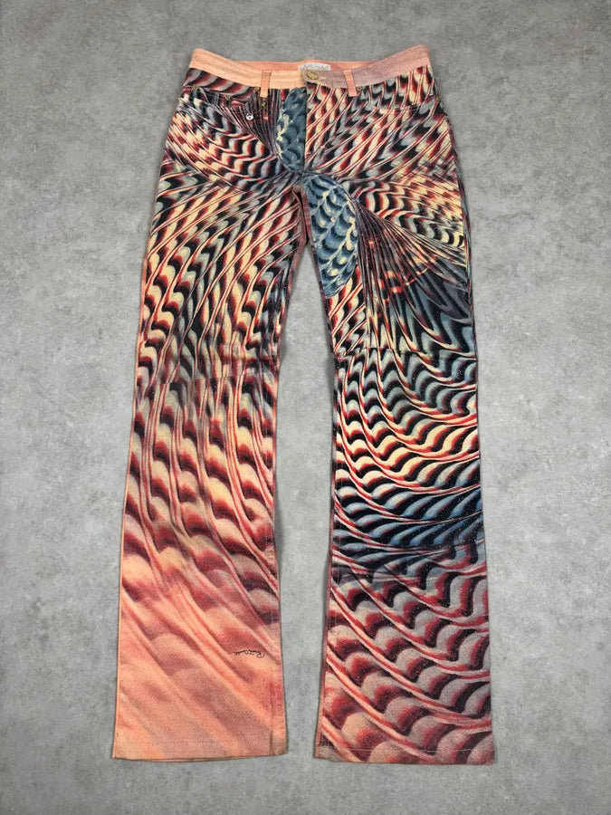 SS2001 Roberto Cavalli Psycho Hallucination Pink Pants MFDOJTa 0