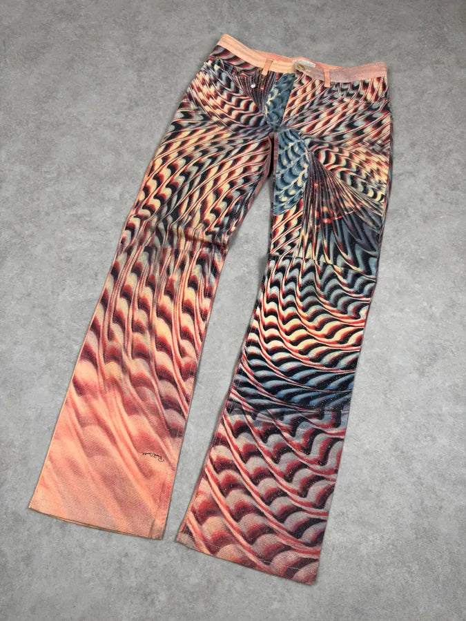 SS2001 Roberto Cavalli Psycho Hallucination Pink Pants MFDOJTa 2