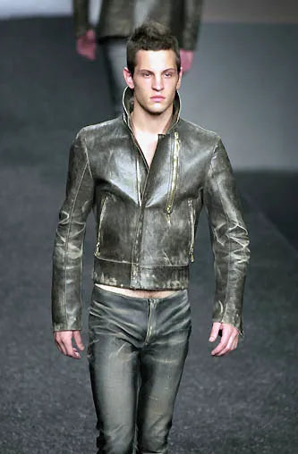 SS2001 Roberto Cavalli Raw Eroded Leather Biker Jacket OdJpLNU 1