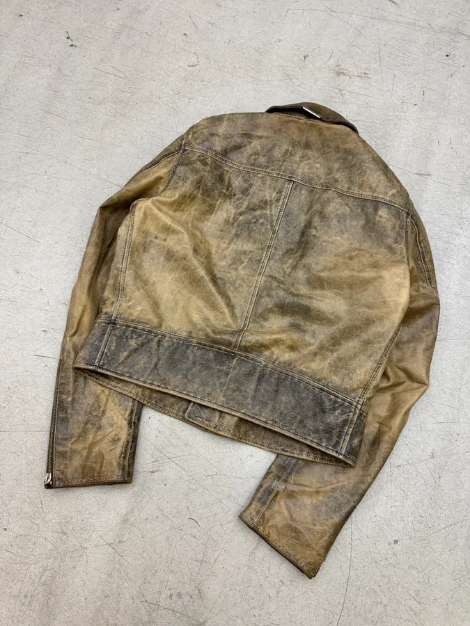 SS2001 Roberto Cavalli Raw Eroded Leather Biker Jacket OdJpLNU 12