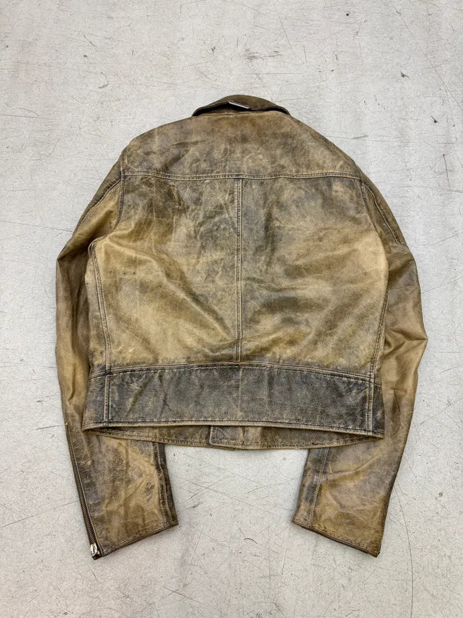 SS2001 Roberto Cavalli Raw Eroded Leather Biker Jacket OdJpLNU 5