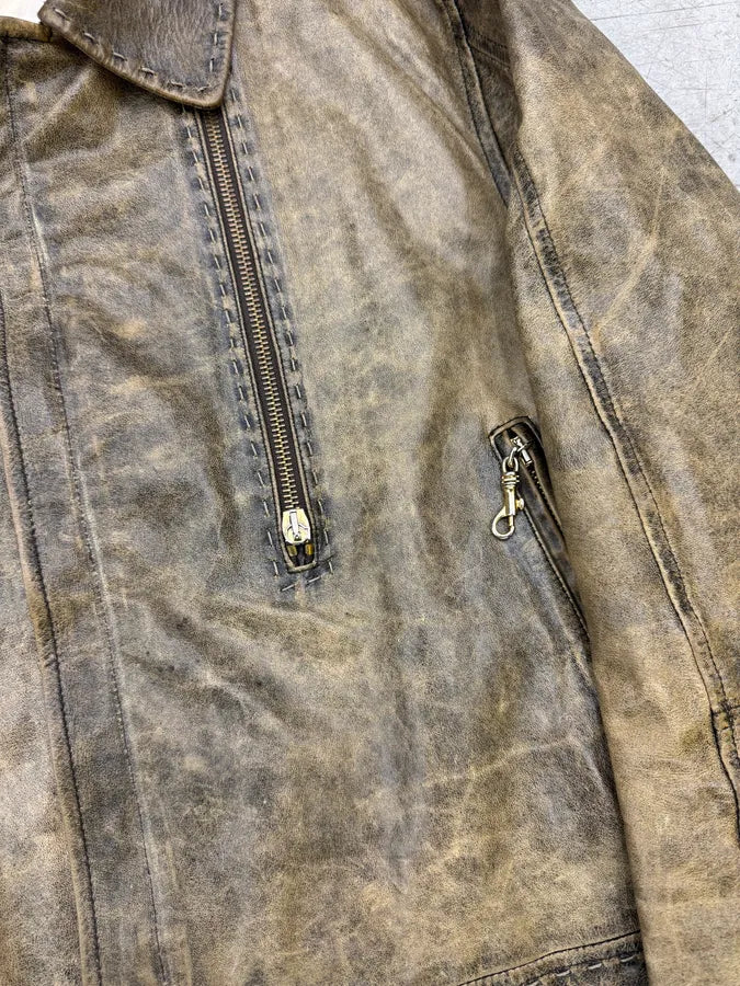 SS2001 Roberto Cavalli Raw Eroded Leather Biker Jacket OdJpLNU 8