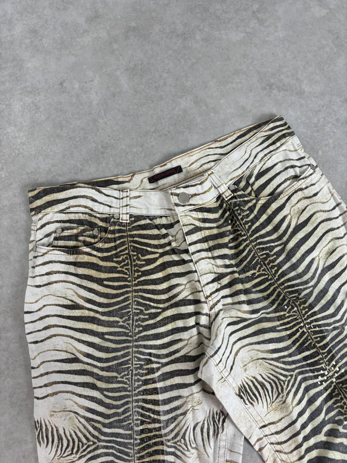 SS2001 Roberto Cavalli Zebra Print White Pants hTNNOSR 4