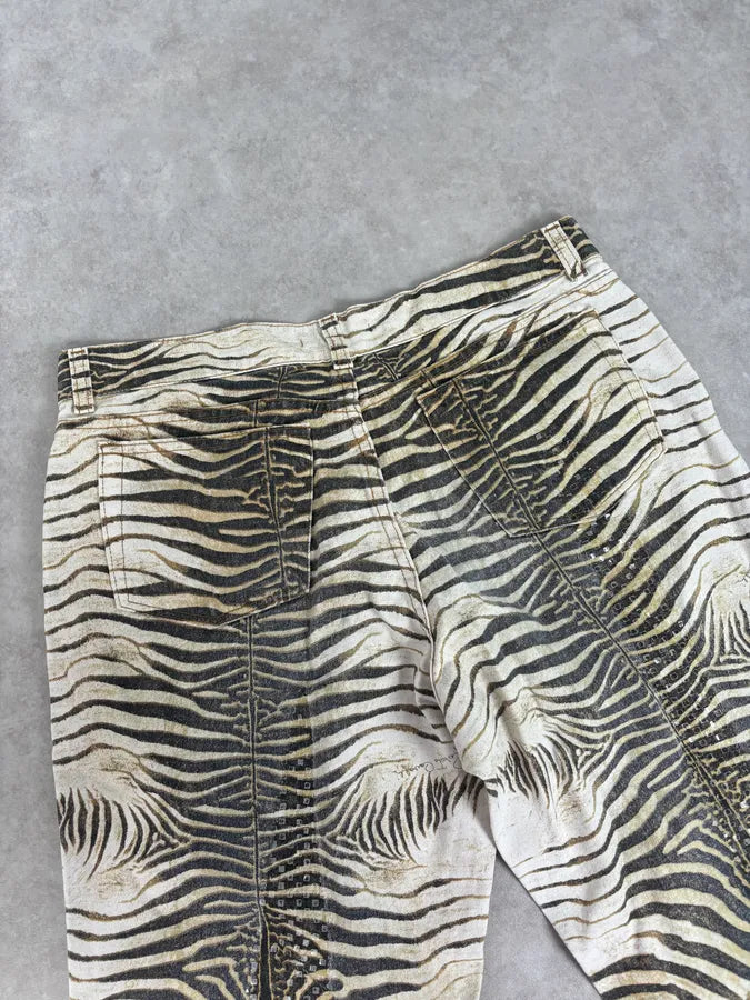 SS2001 Roberto Cavalli Zebra Print White Pants hTNNOSR 6