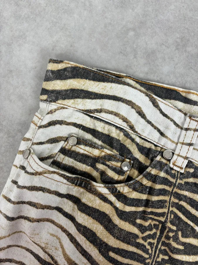 SS2001 Roberto Cavalli Zebra Print White Pants hTNNOSR 8