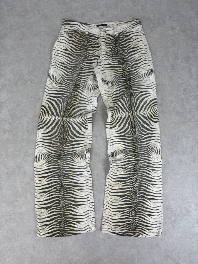 SS2001 Roberto Cavalli Zebra Print White Pants hTNNOSR 3