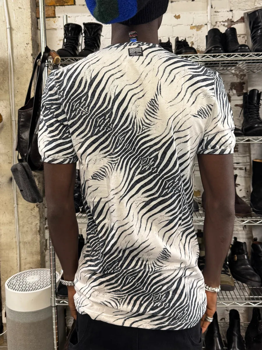SS2001 Roberto Cavalli Zebra White T-Shirt mHcbEtQ 2
