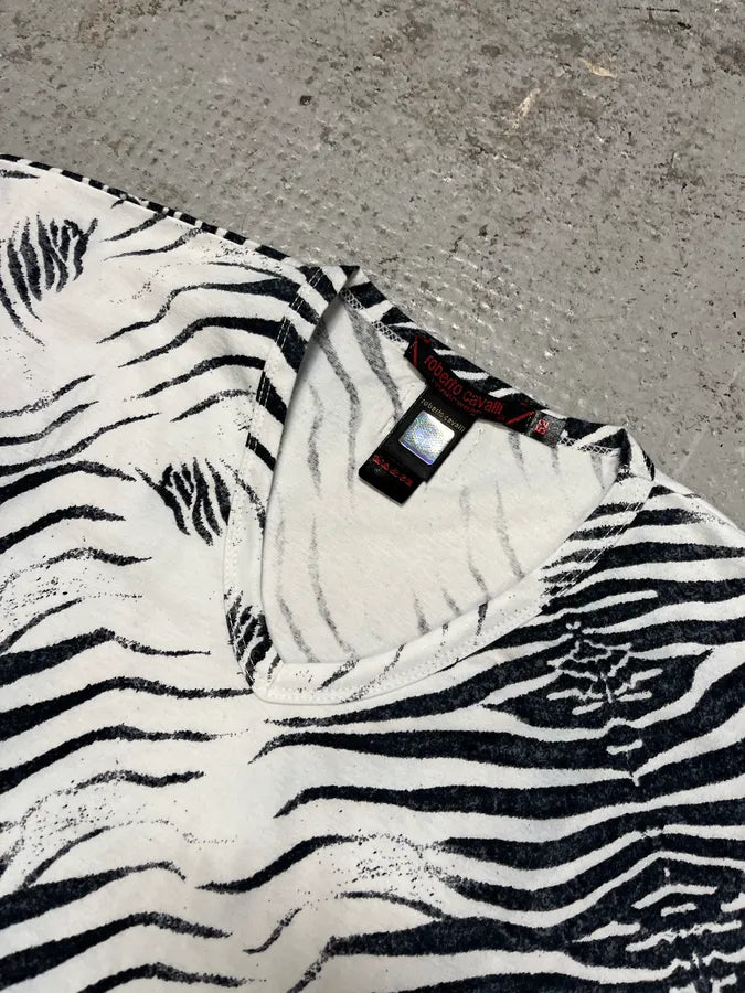 SS2001 Roberto Cavalli Zebra White T-Shirt mHcbEtQ 3