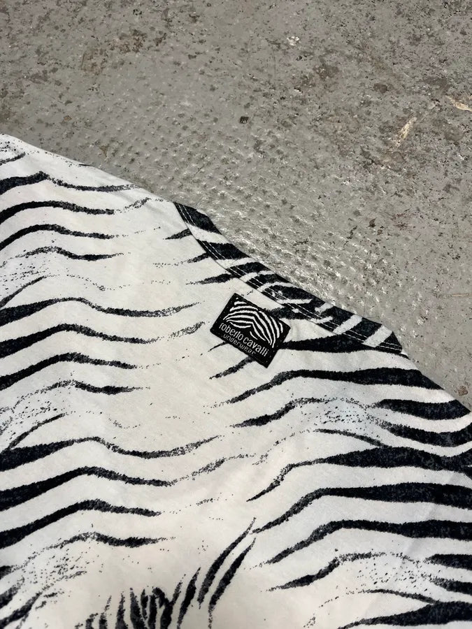 SS2001 Roberto Cavalli Zebra White T-Shirt mHcbEtQ 7