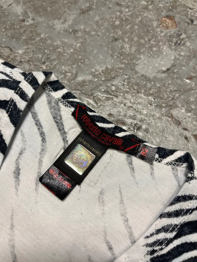 SS2001 Roberto Cavalli Zebra White T-Shirt mHcbEtQ 9