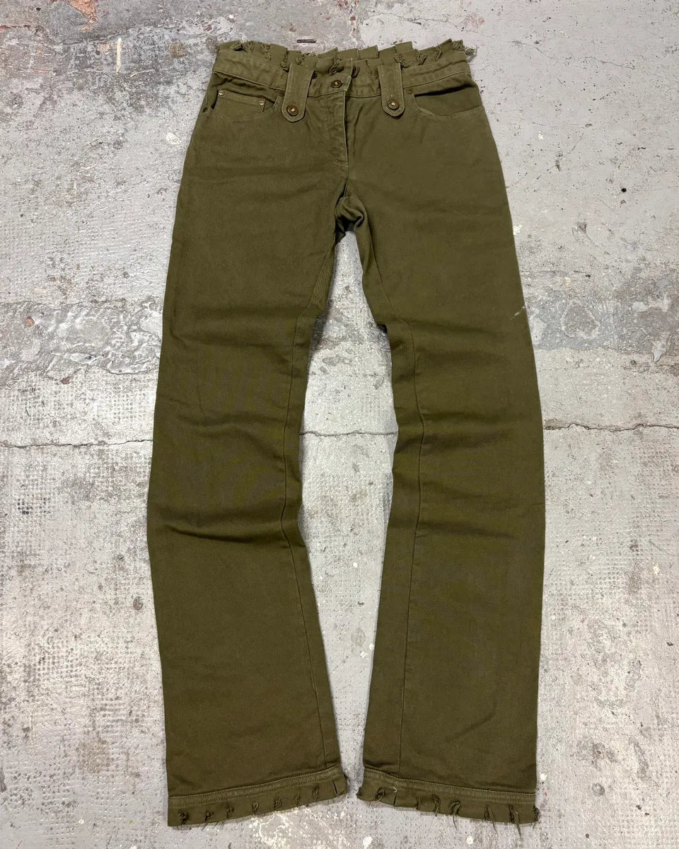 SS2002 Alexander Mcqueen Green Distressed Pants phkQlqR 0