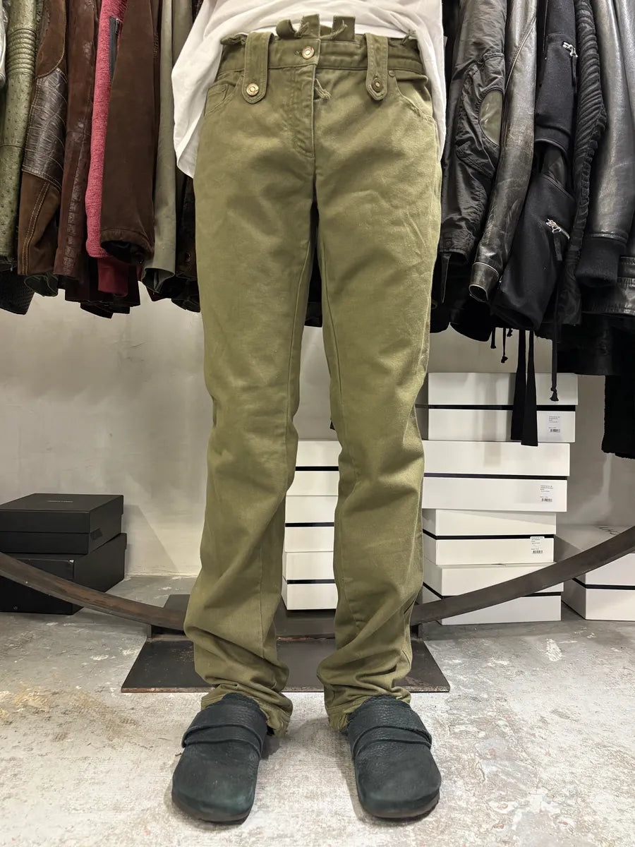 SS2002 Alexander Mcqueen Green Distressed Pants phkQlqR 1
