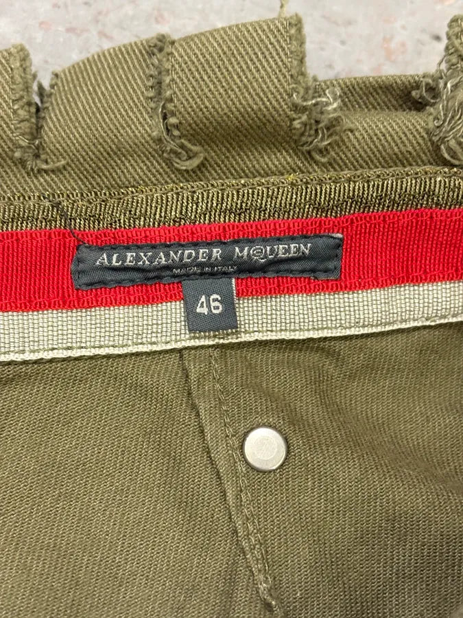 SS2002 Alexander Mcqueen Green Distressed Pants phkQlqR 11