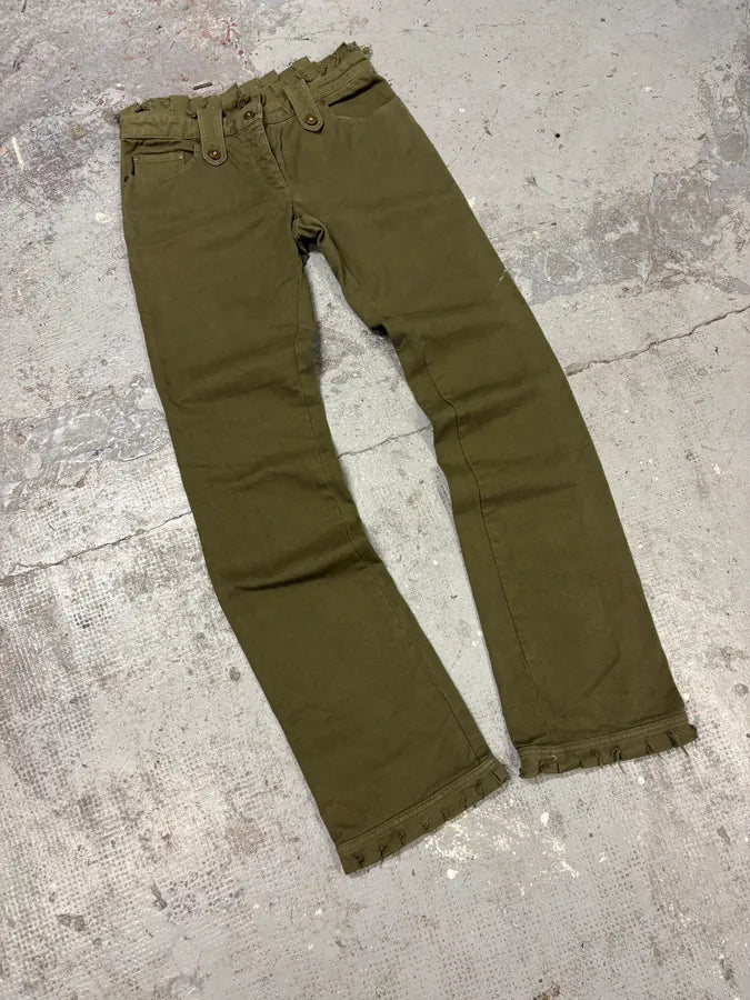 SS2002 Alexander Mcqueen Green Distressed Pants phkQlqR 4