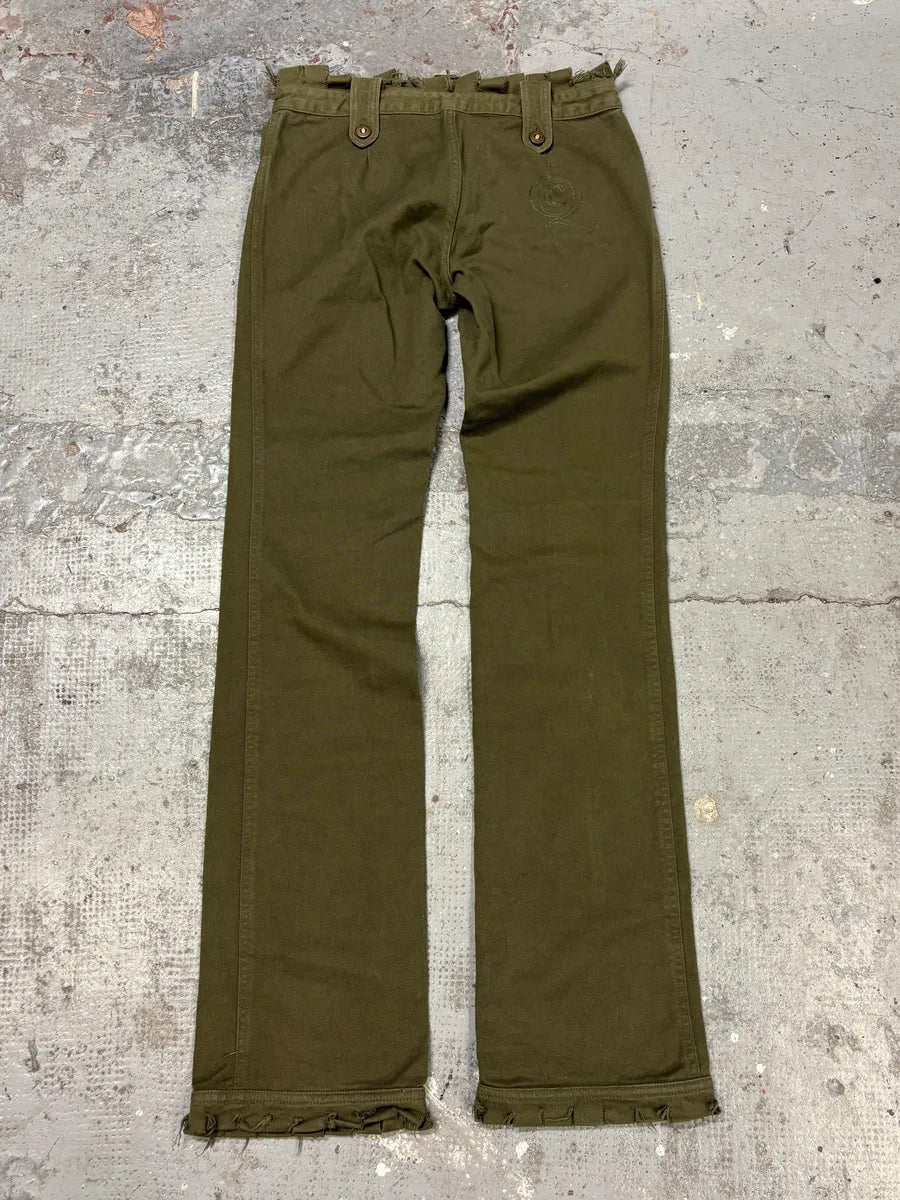 SS2002 Alexander Mcqueen Green Distressed Pants phkQlqR 6
