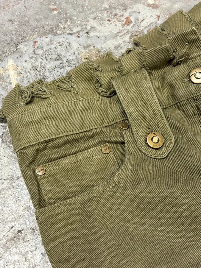 SS2002 Alexander Mcqueen Green Distressed Pants phkQlqR 8