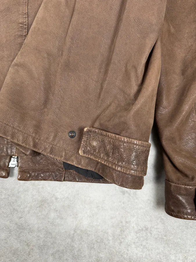 SS2002 Armani Brown Classic Leather Jacket DCcHBOn 7
