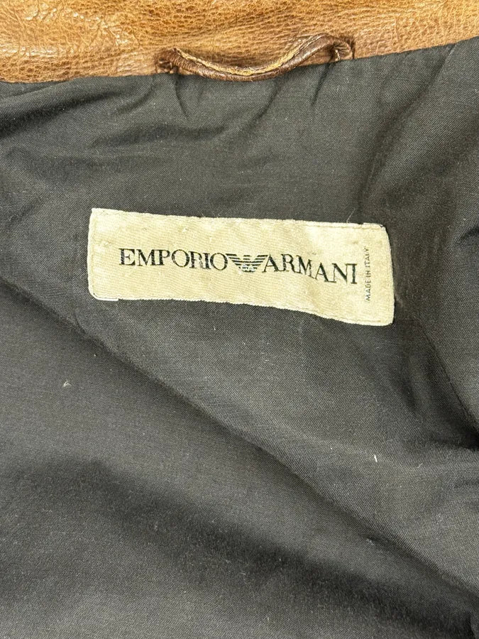 SS2002 Armani Brown Classic Leather Jacket DCcHBOn 9