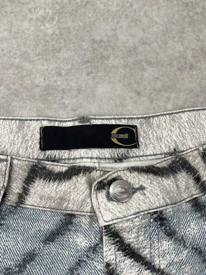 SS2002 Cavalli Beige & Blue Faded Zebra Flared Jeans DJKMJUP 9