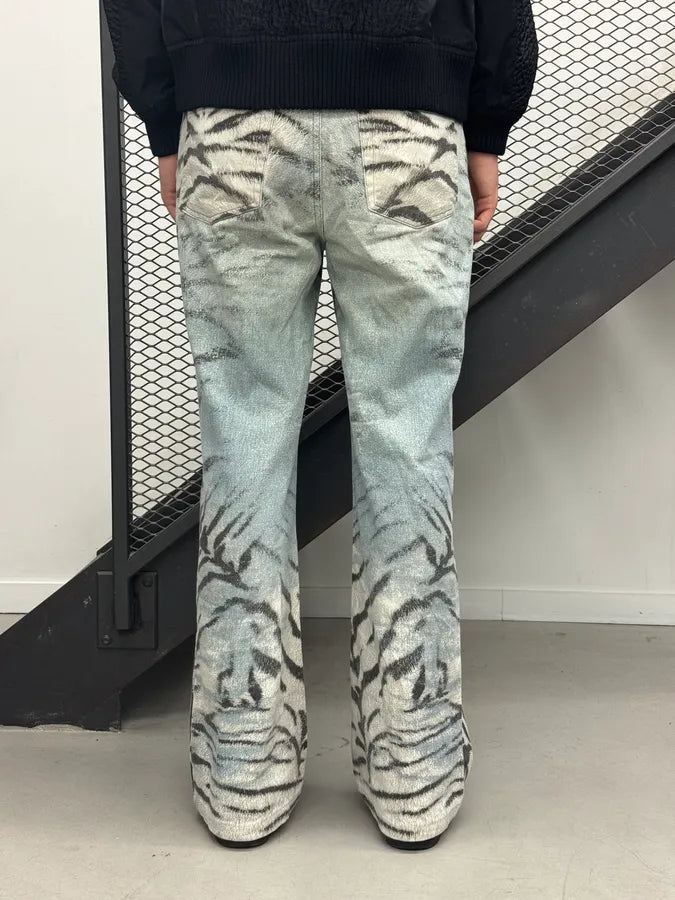 SS2002 Cavalli Beige & Blue Faded Zebra Flared Jeans DJKMJUP 3