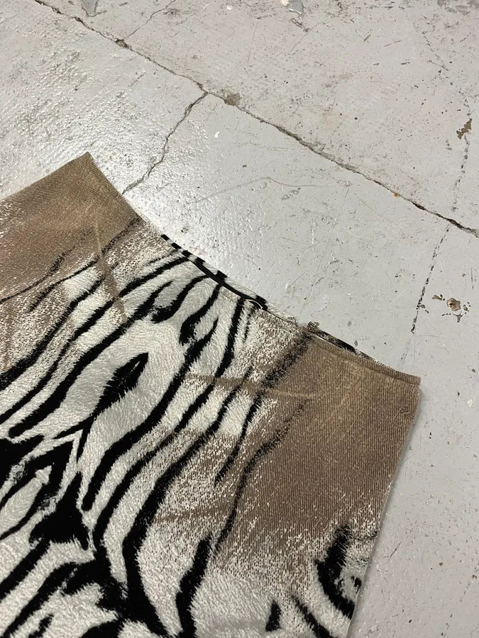 SS2002 Cavalli Beige & White Safari Zebra Silk Skirt RaJQuPu 4