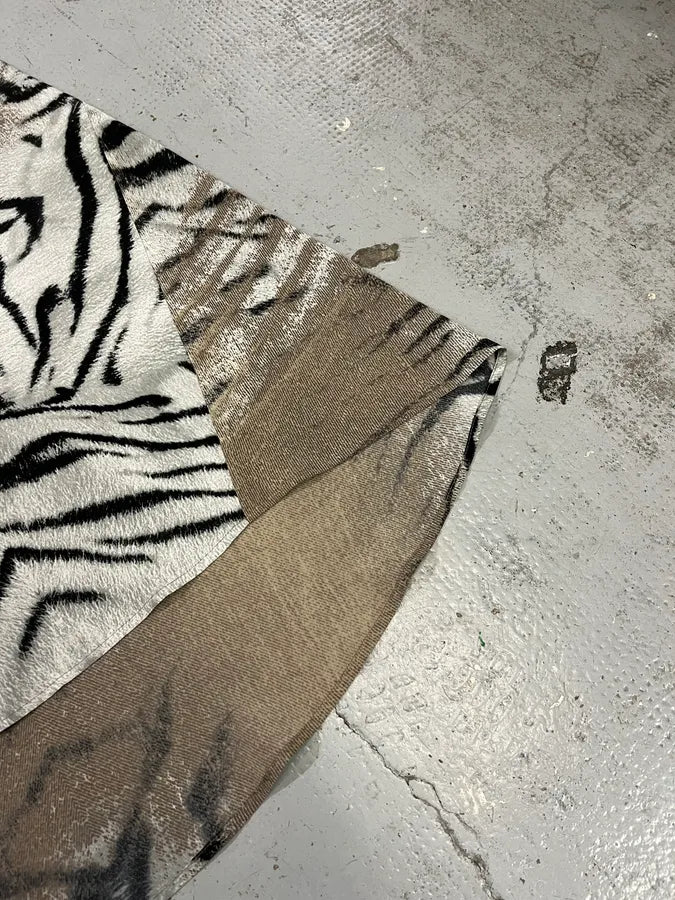 SS2002 Cavalli Beige & White Safari Zebra Silk Skirt RaJQuPu 5