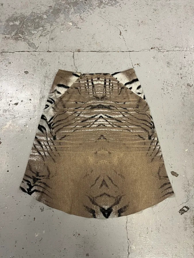 SS2002 Cavalli Beige & White Safari Zebra Silk Skirt RaJQuPu 6