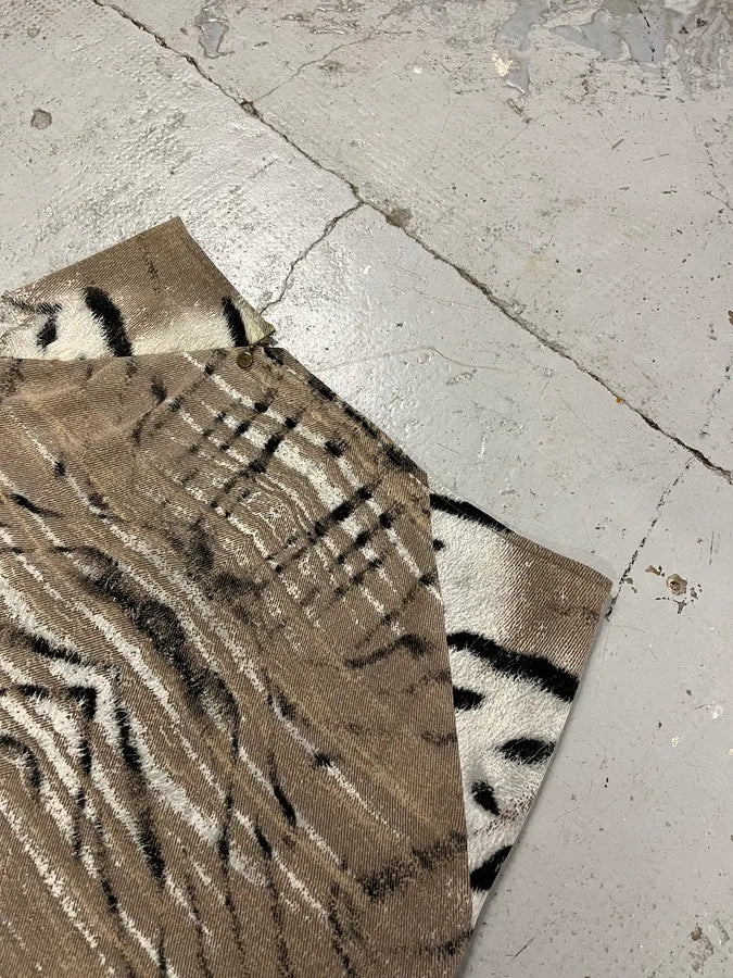 SS2002 Cavalli Beige & White Safari Zebra Silk Skirt RaJQuPu 7