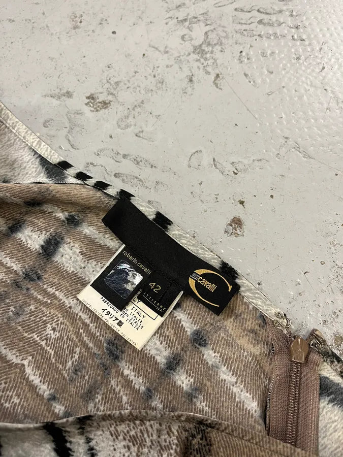 SS2002 Cavalli Beige & White Safari Zebra Silk Skirt RaJQuPu 8