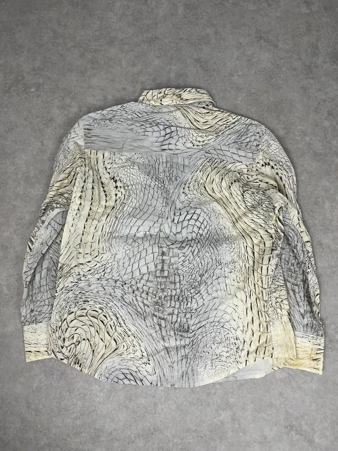 SS2002 Cavalli Beige Crocodile Effect Abstract Shirt nwgsEwD 5