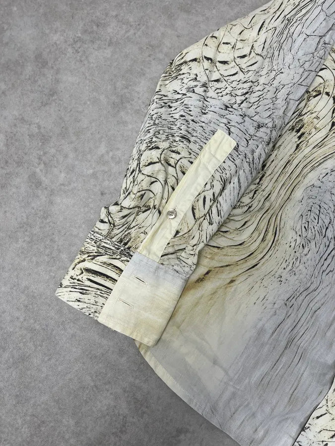 SS2002 Cavalli Beige Crocodile Effect Abstract Shirt nwgsEwD 7