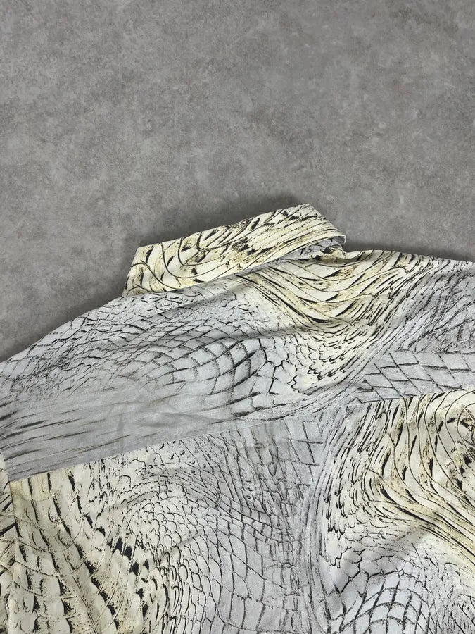 SS2002 Cavalli Beige Crocodile Effect Abstract Shirt nwgsEwD 6