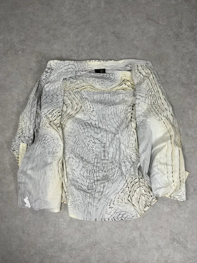 SS2002 Cavalli Beige Crocodile Effect Abstract Shirt nwgsEwD 8