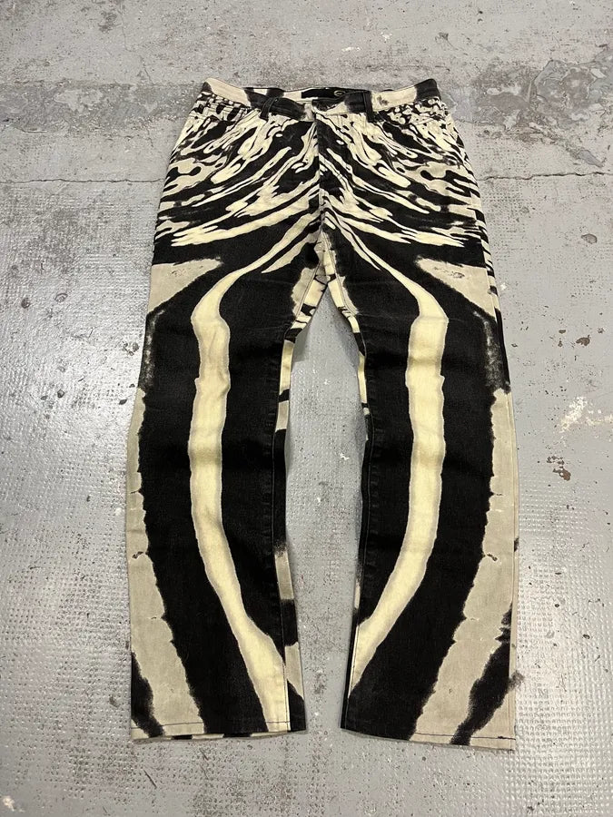 SS2002 Cavalli Black & White Pyscho Hallucination Pants ulWLDQe 0