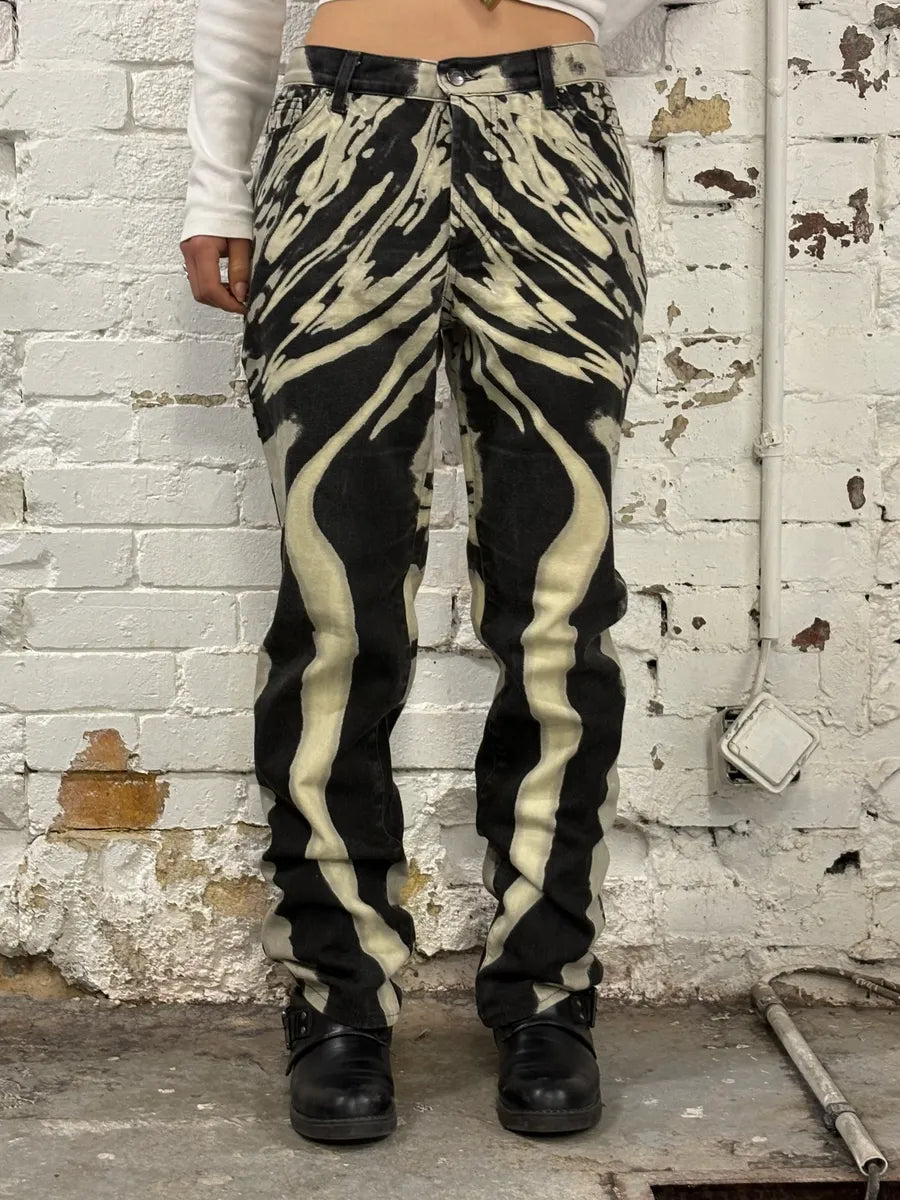 SS2002 Cavalli Black & White Pyscho Hallucination Pants ulWLDQe 1