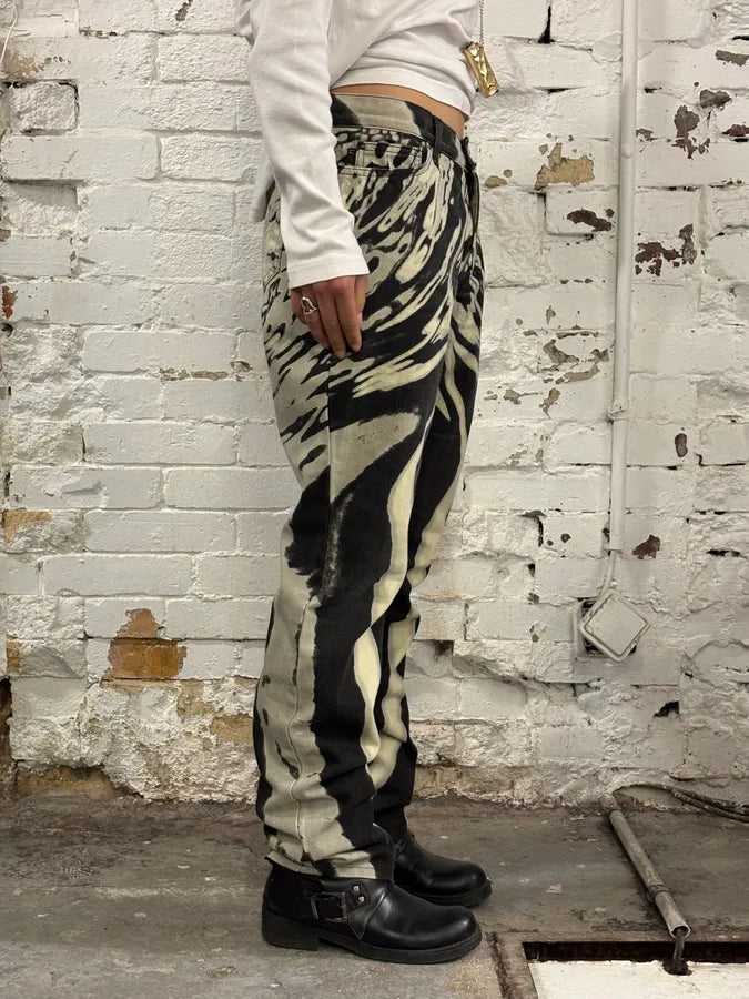 SS2002 Cavalli Black & White Pyscho Hallucination Pants ulWLDQe 2