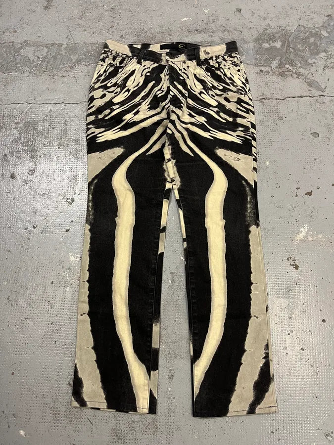 SS2002 Cavalli Black & White Pyscho Hallucination Pants ulWLDQe 4