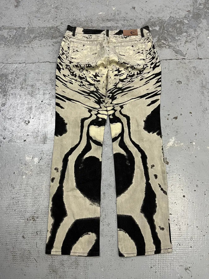 SS2002 Cavalli Black & White Pyscho Hallucination Pants ulWLDQe 7
