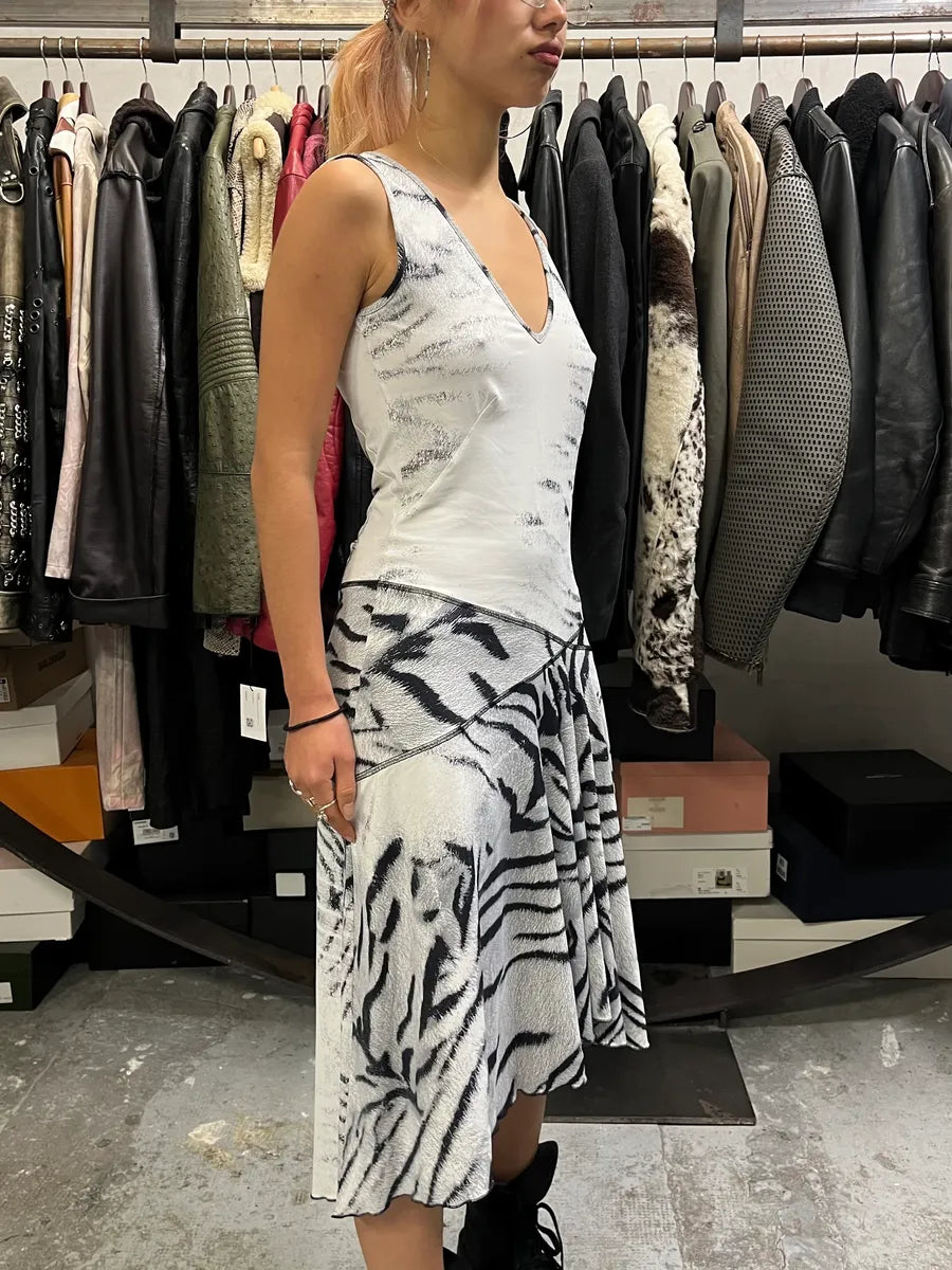 SS2002 Cavalli Black & White Safari Zebra Dress poSGryS 2