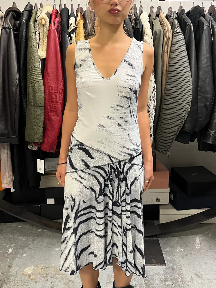 SS2002 Cavalli Black & White Safari Zebra Dress poSGryS 1