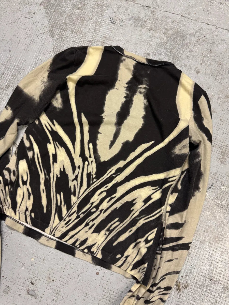 SS2002 Cavalli Black & White V Neck Longsleeves Top ajATPpt 1