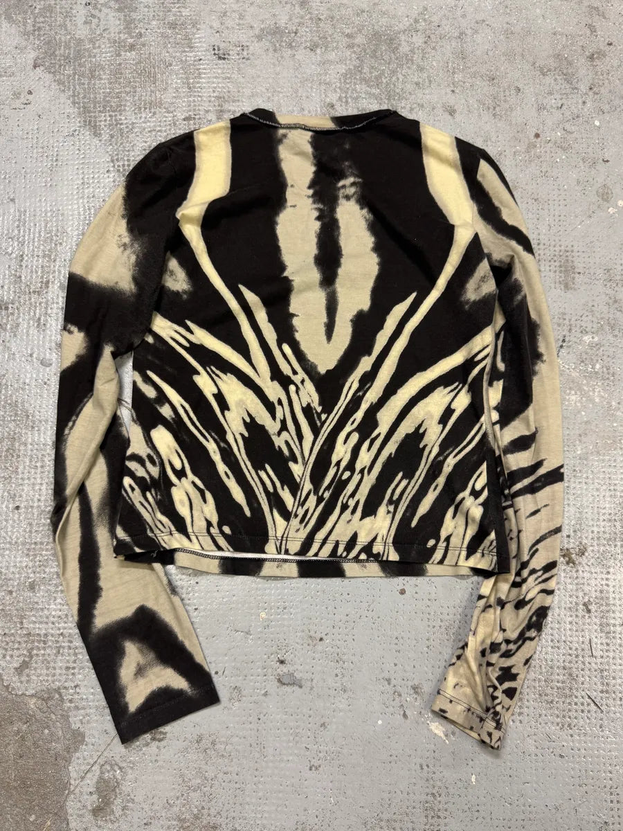 SS2002 Cavalli Black & White V Neck Longsleeves Top ajATPpt 2