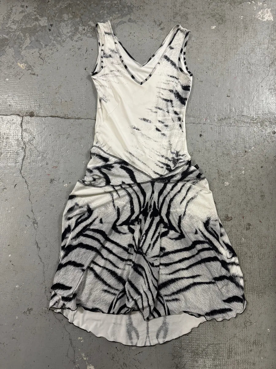 SS2002 Cavalli Black & White Zebra Dress (S) WowZnbG 0